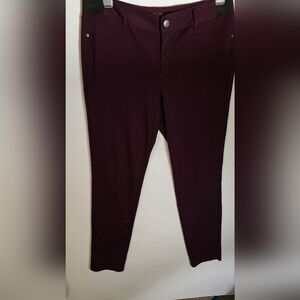 Simply Vera Vera Wang Skinny Pants | Wine Color | Size Large | Mid Rise Stretch